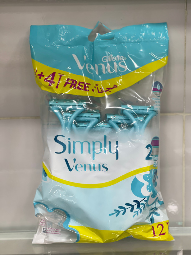 تیغ اصلاح زنانه ژیلت ونوس Simply Venus بسته ۱۲ عددی | اصلاح نرم و بدون حساسیت