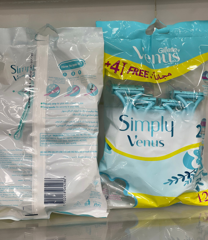 تیغ اصلاح زنانه ژیلت ونوس Simply Venus بسته ۱۲ عددی | اصلاح نرم و بدون حساسیت