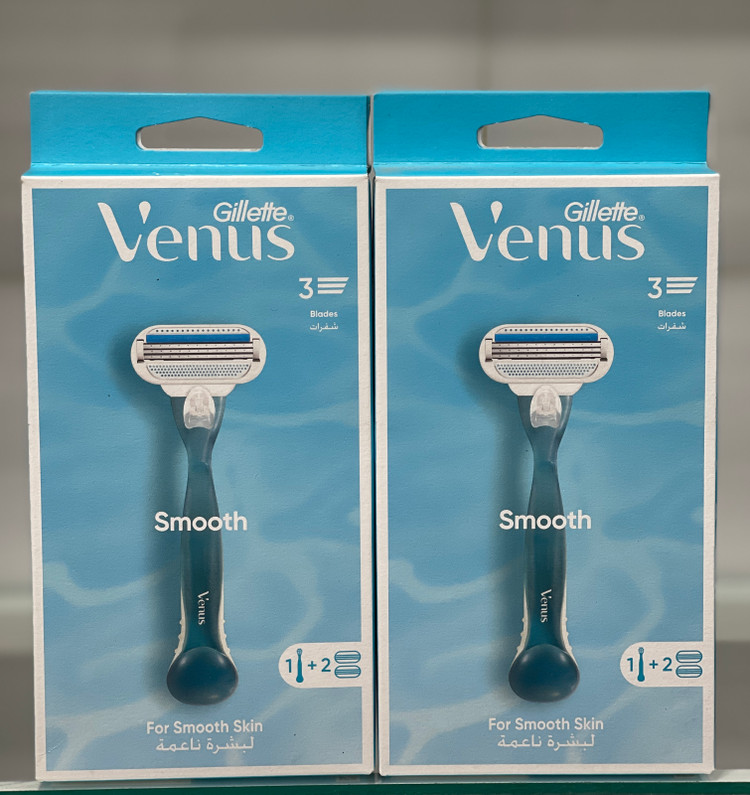 خودتراش زنانه ژیلت ونوس اسموت (Gillette Venus Smooth) 3 تیغه به همراه 2 یدک – اصلاحی نرم و بدون حساسیت