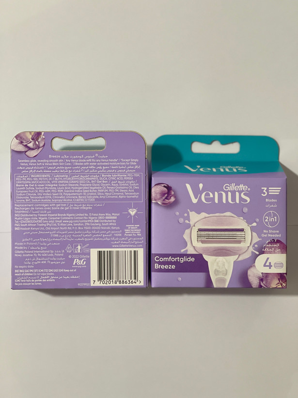 یدک خودتراش زنانه ژیلت ونوس کامفورت گلاید بریز 4 عددی اصلی | Gillette Venus Comfortglide Breeze با 3 تیغه