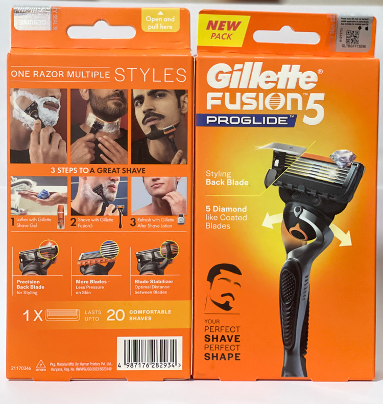 خودتراش ژیلت دسته فیوژن 5 پروگلاید (Gillette Fusion5 ProGlide) اصل با 5 تیغه الماسی و تیغه پشت مخصوص خطزنی